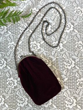 Paco Rabanne Parfums Maroon Velvet Silver Metal Mini Bag